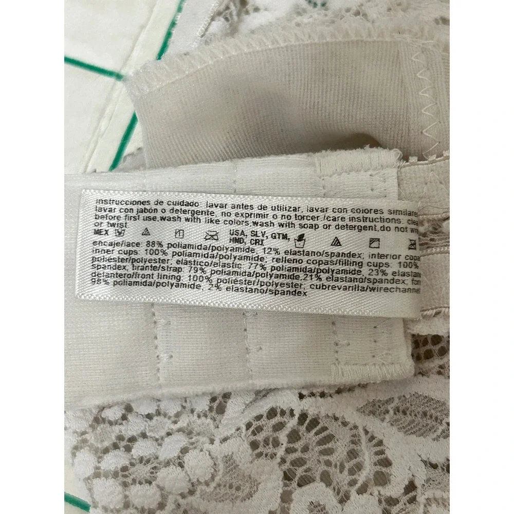 Ilusión 36C White Floral Lace Underwire Bra 7041 Coquette Bridal Lingerie